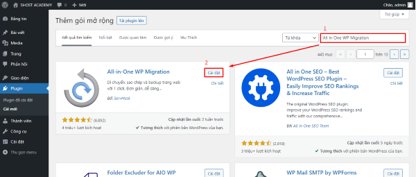 Hướng dẫn cài đặt và sử dụng All in One WP Migration Unlimited Extension