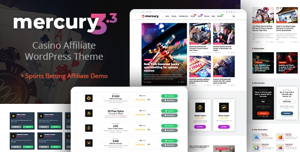 Tính năng nổi bật của Mercury – Gambling & Casino Affiliate WordPress Theme. News & Reviews