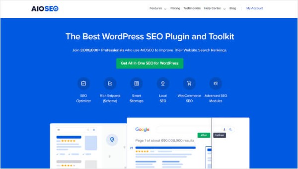 AIOSEO một AI plugin SEO toàn diện với tính năng tự động tạo tiêu đề và mô tả meta