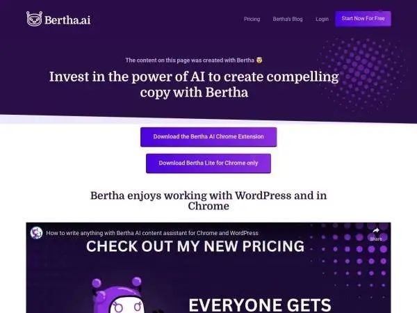 Bertha.ai một AI plugin WordPress tạo ra nội dung chất lượng cao nhanh chóng và dễ dàng