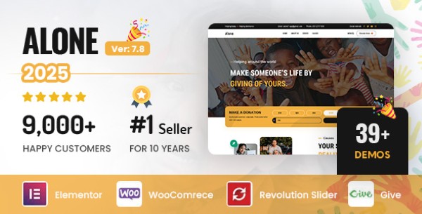 Tổng quan về Alone Charity Multipurpose Non-profit WordPress Theme