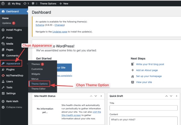Cài đặt theme lên WordPress