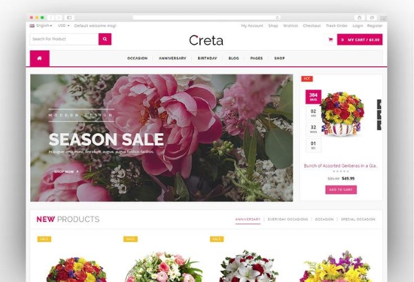 Giới thiệu về Creta Flower Shop WooCommerce WordPress Theme