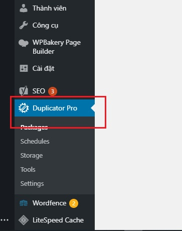 Chọn plugins Duplicator Pro Chọn plugins Duplicator Pro