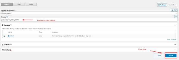 Chọn file backup Chọn file backup