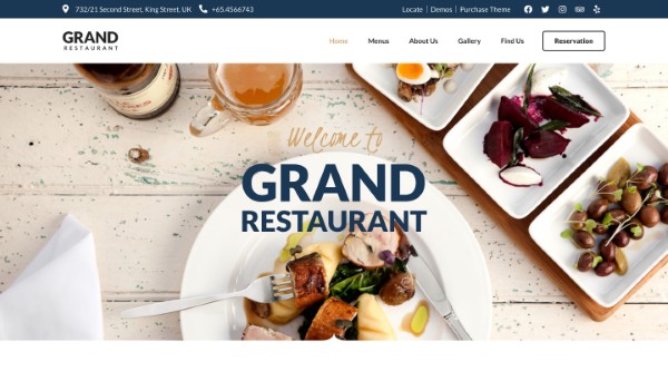 Các tính năng chính của Grand Restaurant WordPress