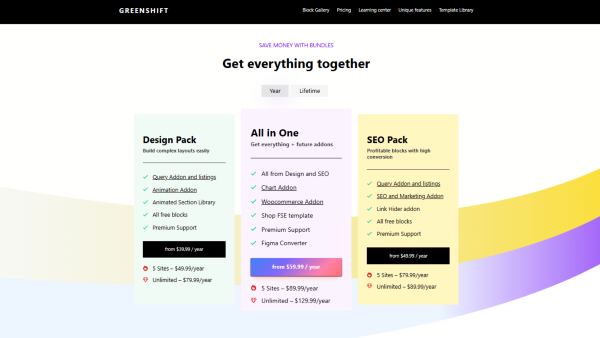 Gói đăng ký và bảng giá của GreenShift