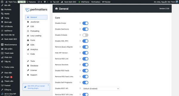 Hướng dẫn cài đặt và cấu hình Perfmatters
