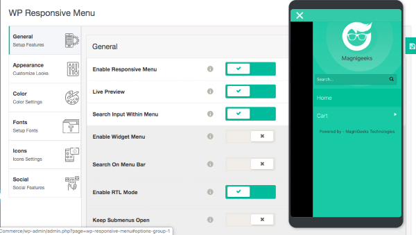 Các tính năng nổi bật của Responsive Menu Pro