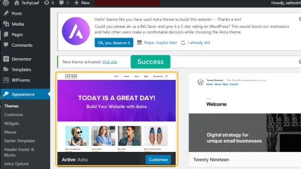 Astra theme WordPress