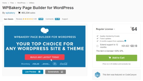 Chi phí cho phiên bản WPBakery Page Builder