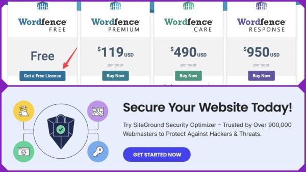 SiteGround Security Optimizer vs Wordfence lựa chọn nào tốt hơn cho website của bạn? 4 Sự khác nhau về giá của SiteGround Security Optimizer vs Wordfence